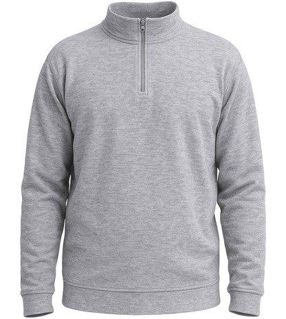 Premium Unisex Zip-Neck Pullover_GREY MELANGE_front
