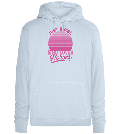 Just a Girl Who Loves Horses Design - Premium unisex hoodie_CREAMY BLUE_front