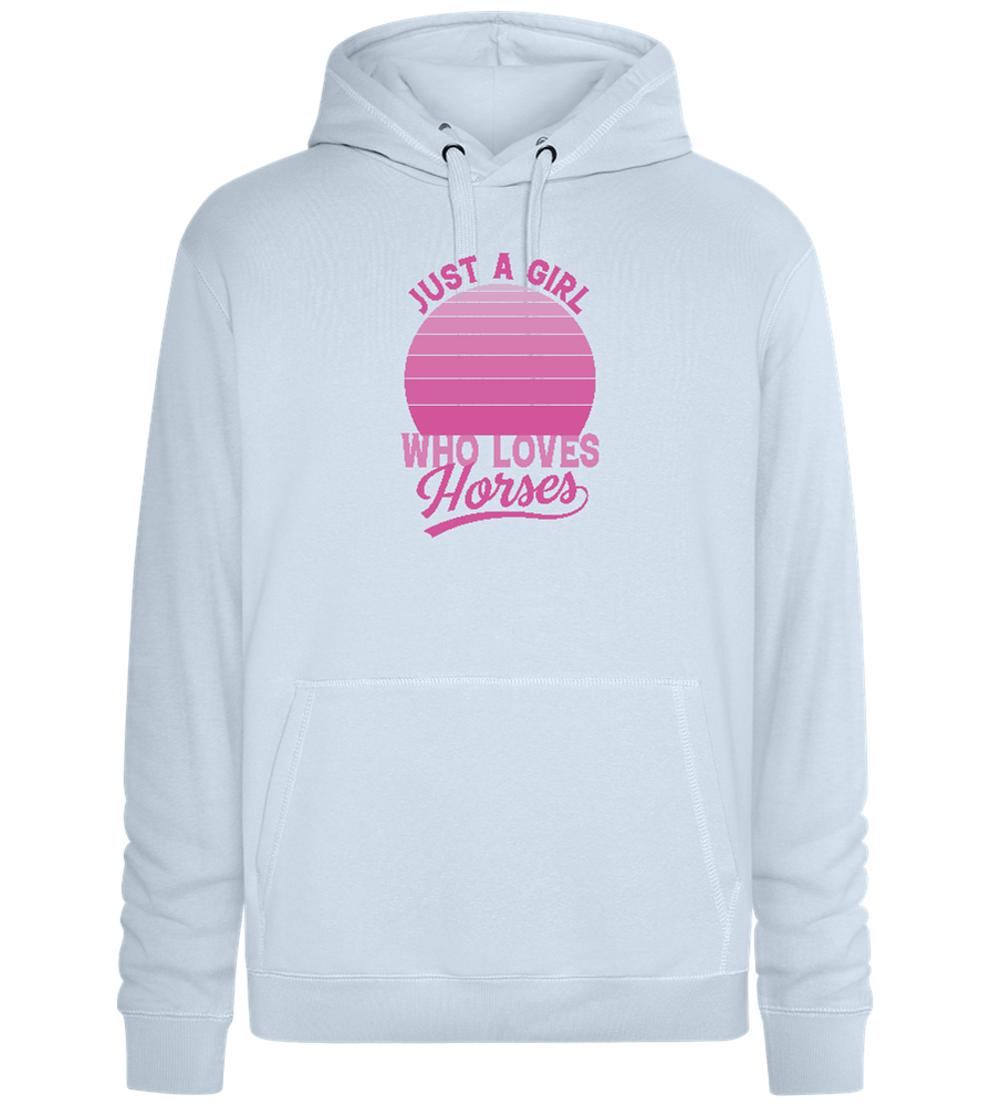 Just a Girl Who Loves Horses Design - Premium unisex hoodie_CREAMY BLUE_front