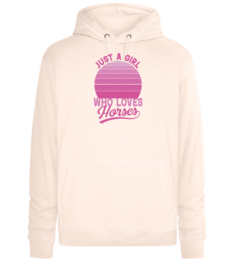 Just a Girl Who Loves Horses Design - Premium unisex hoodie_LIGHT PEACH ROSE_front