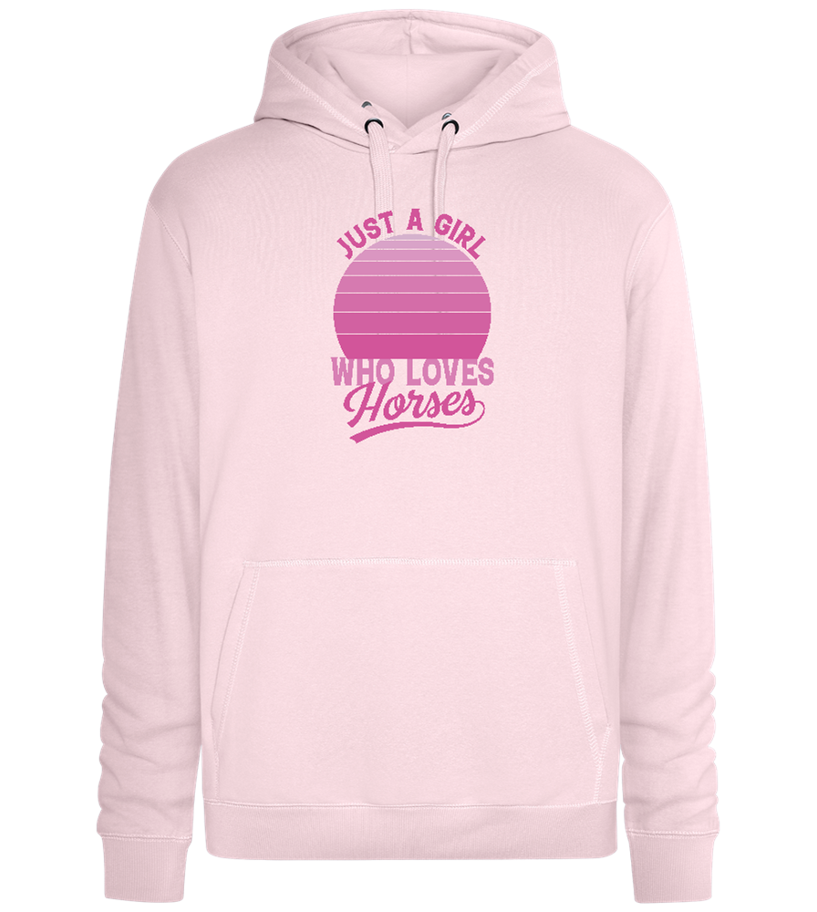 Just a Girl Who Loves Horses Design - Premium unisex hoodie_LIGHT PEACH ROSE_front