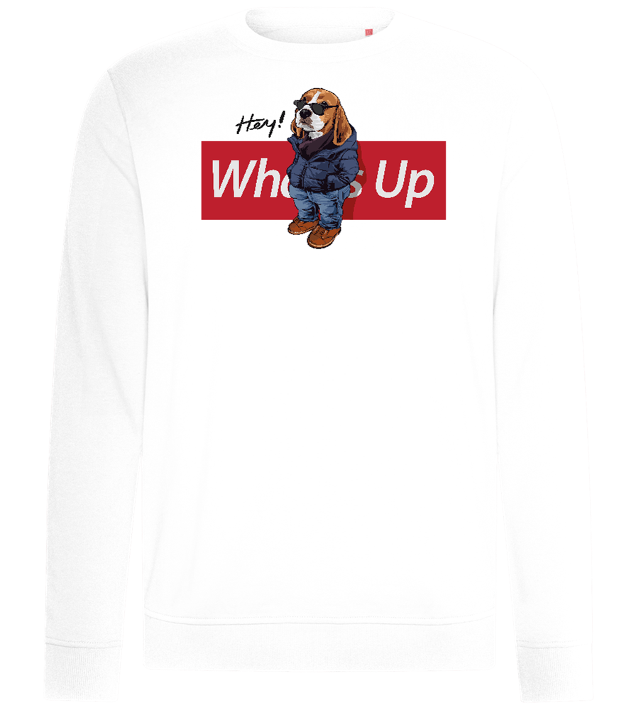 What's Up Dog Design - Comfort unisex sweater_WHITE_front