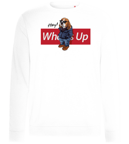 What's Up Dog Design - Comfort unisex sweater_WHITE_front