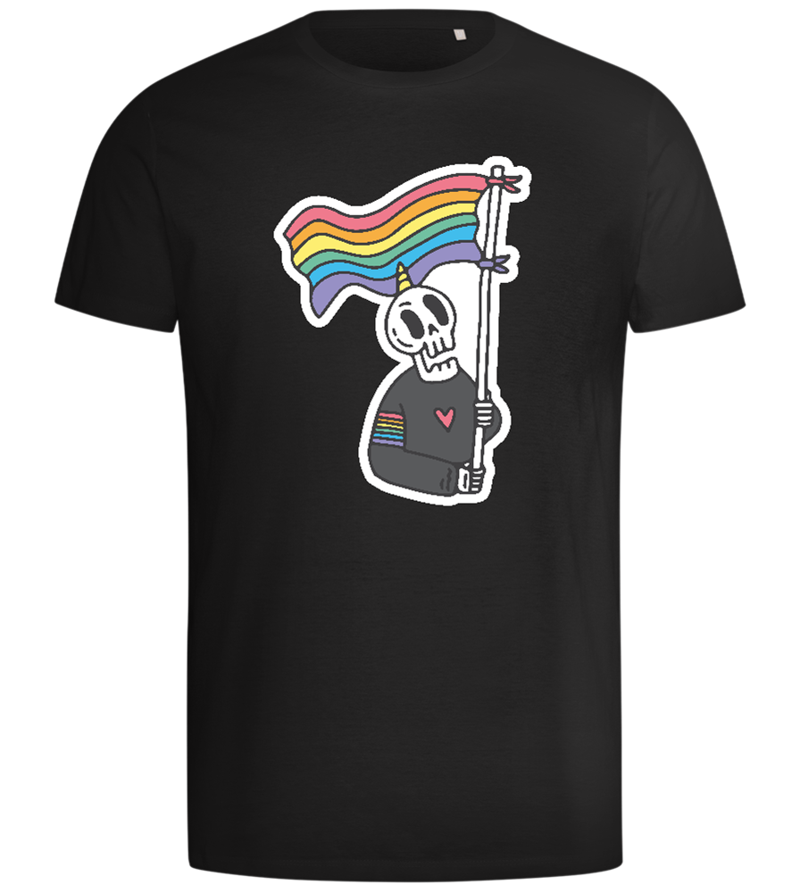 Rainbow Flag Skull Design - Comfort men's t-shirt_DEEP BLACK_front