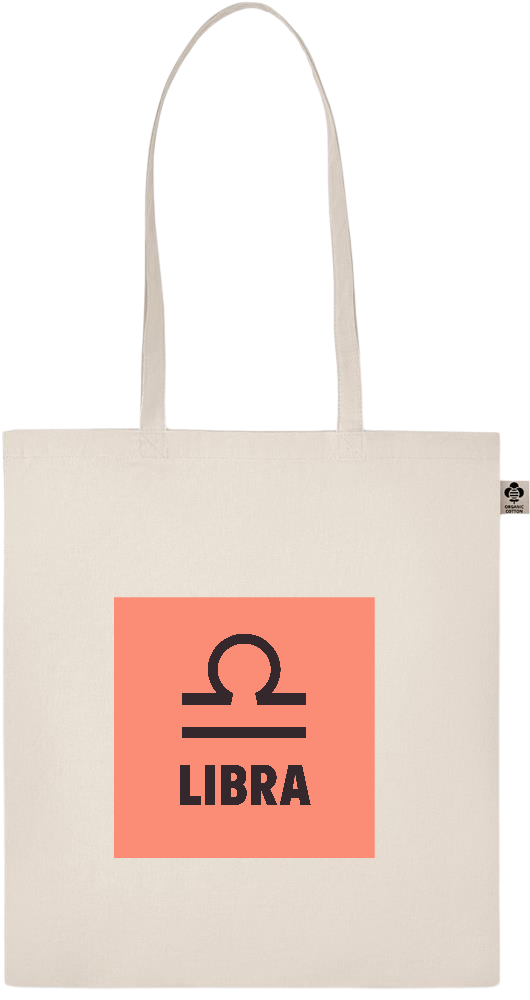 Zodiac Libra Design - Basic organic cotton shopping bag_BEIGE_front