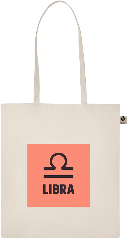 Zodiac Libra Design - Basic organic cotton shopping bag_BEIGE_front