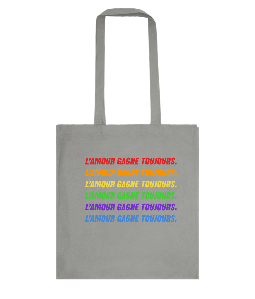 Amour Gagne Toujours Design - Basic colored cotton shopping bag_STONE GREY_front