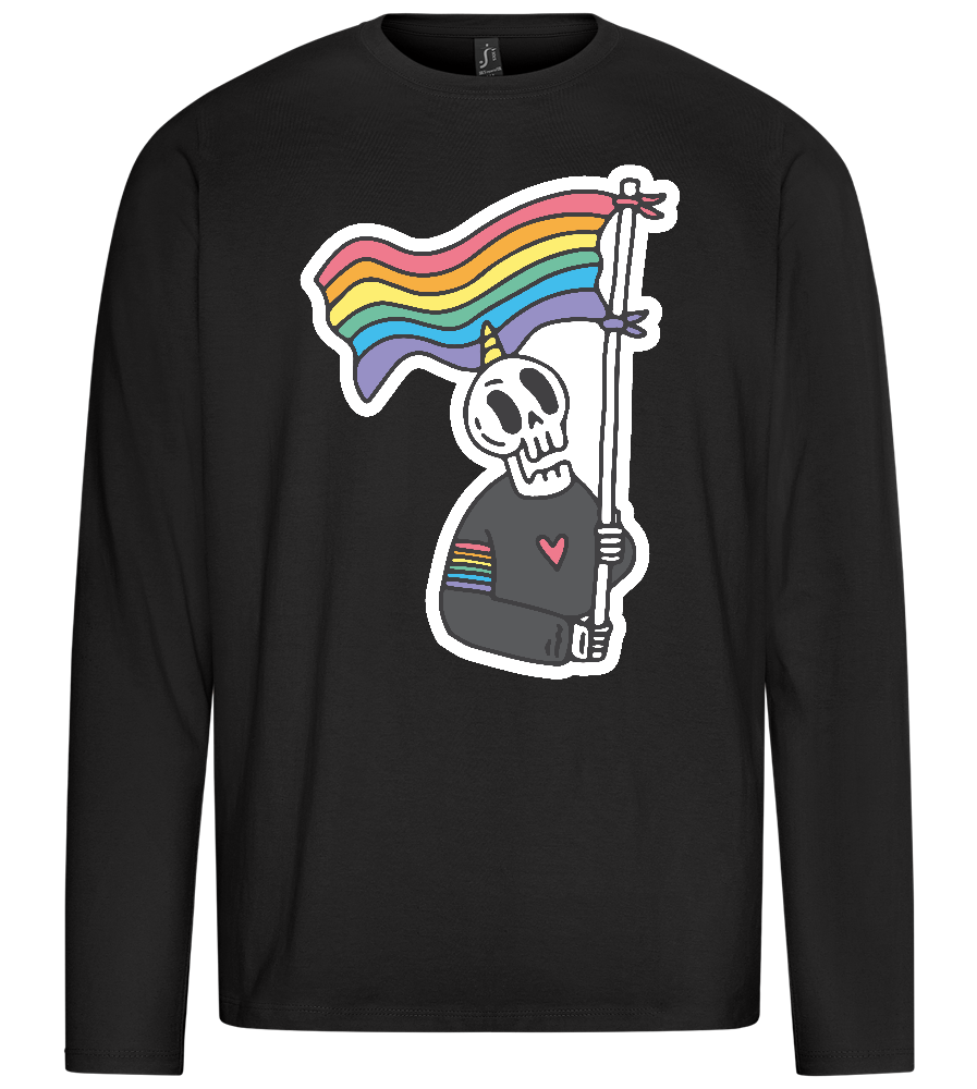 Rainbow Flag Skull Design - Premium men's long sleeve t-shirt_DEEP BLACK_front