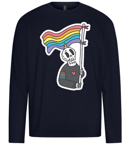 Rainbow Flag Skull Design - Premium men's long sleeve t-shirt_FRENCH NAVY_front