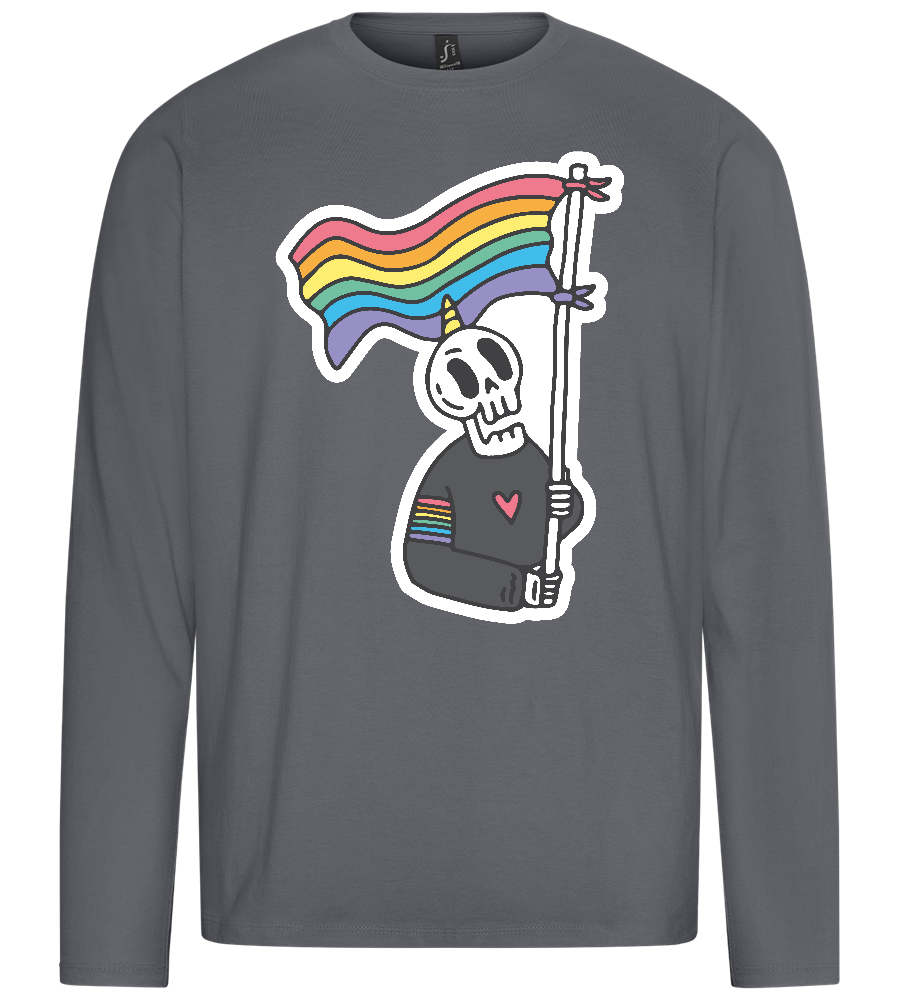 Rainbow Flag Skull Design - Premium men's long sleeve t-shirt_MOUSE GREY_front