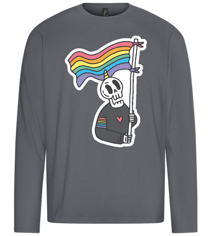 Rainbow Flag Skull Design - Premium men's long sleeve t-shirt_MOUSE GREY_front