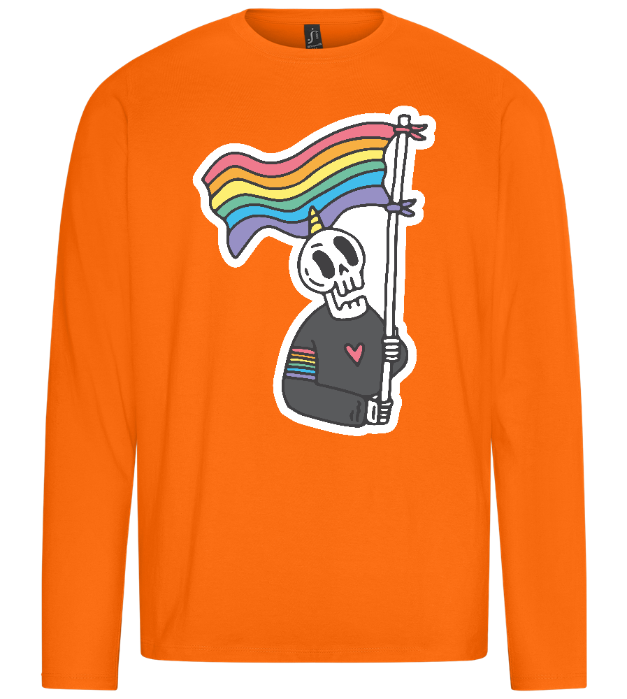 Rainbow Flag Skull Design - Premium men's long sleeve t-shirt_ORANGE_front