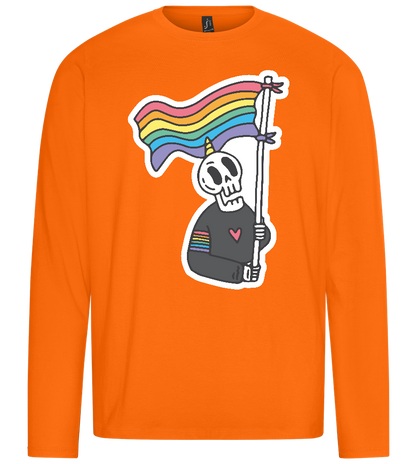 Rainbow Flag Skull Design - Premium men's long sleeve t-shirt_ORANGE_front