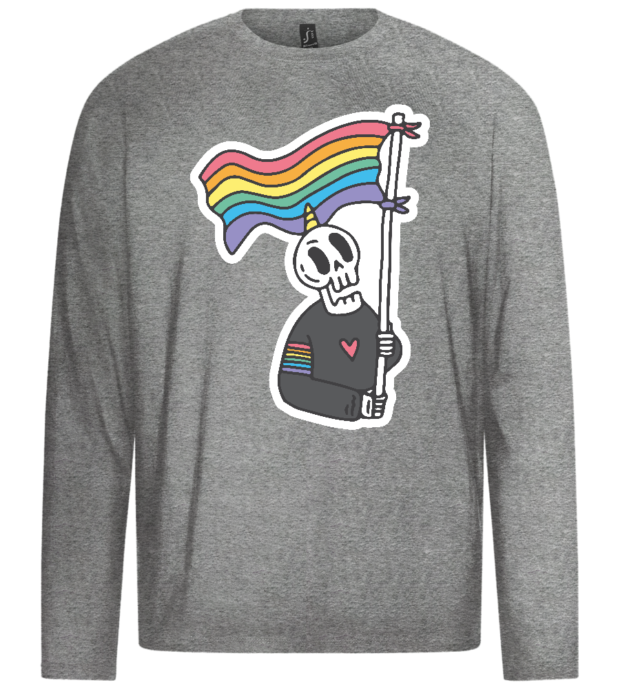 Rainbow Flag Skull Design - Premium men's long sleeve t-shirt_ORION GREY_front