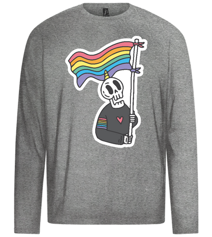 Rainbow Flag Skull Design - Premium men's long sleeve t-shirt_ORION GREY_front