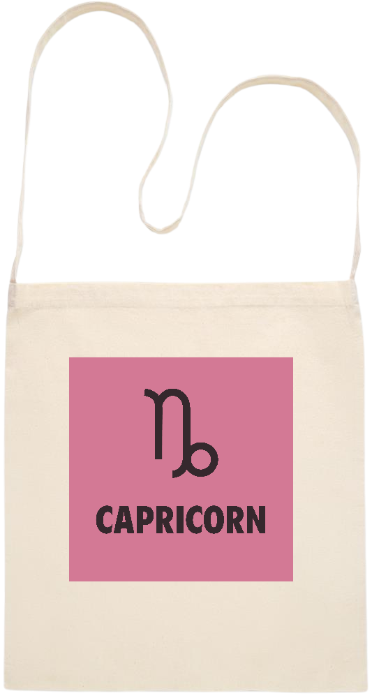 Zodiac Capricorn Design - Essential cross shoulder cotton tote bag_BEIGE_front