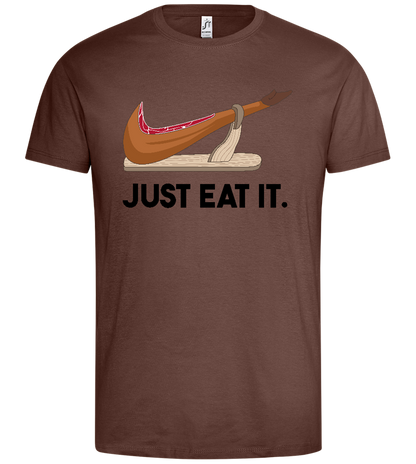 Just Eat It Design - Premium men's t-shirt_CHOCOLATE_front