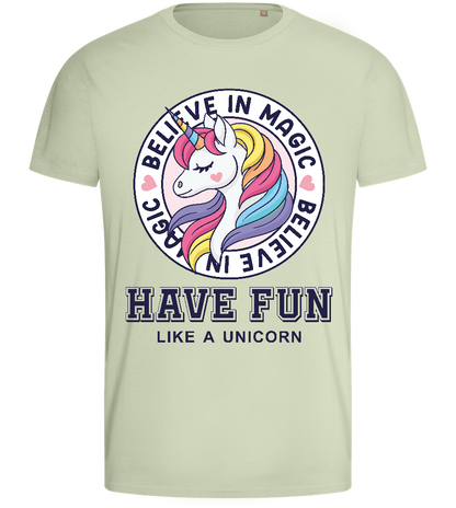 Believe in Magic Unicorn Design - Basic men's fitted t-shirt_SILESTONE_front