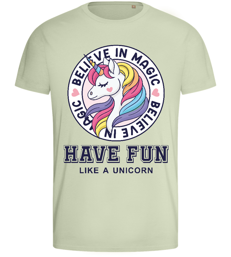 Believe in Magic Unicorn Design - Basic men's fitted t-shirt_SILESTONE_front