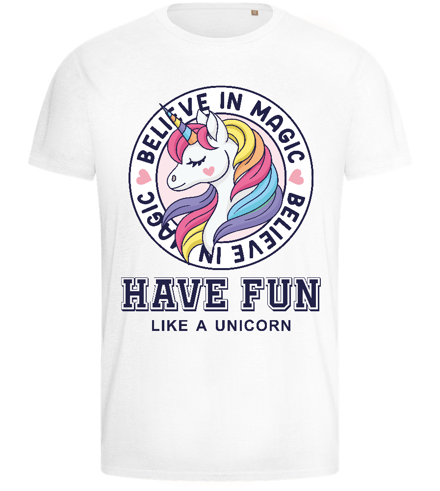 Believe in Magic Unicorn Design - Basic men's fitted t-shirt_WHITE_front