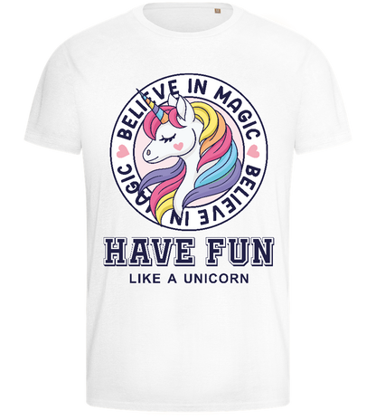 Believe in Magic Unicorn Design - Basic men's fitted t-shirt_WHITE_front