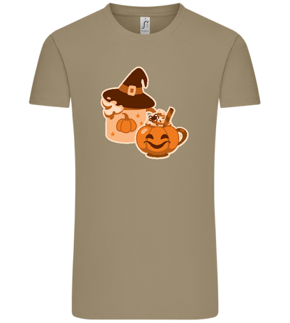 Spooky Pumpkin Spice Design - Comfort Unisex T-Shirt_KHAKI_front