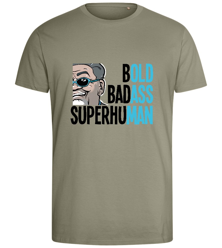 Bold Badass Design - Comfort men's fitted t-shirt_KHAKI_front