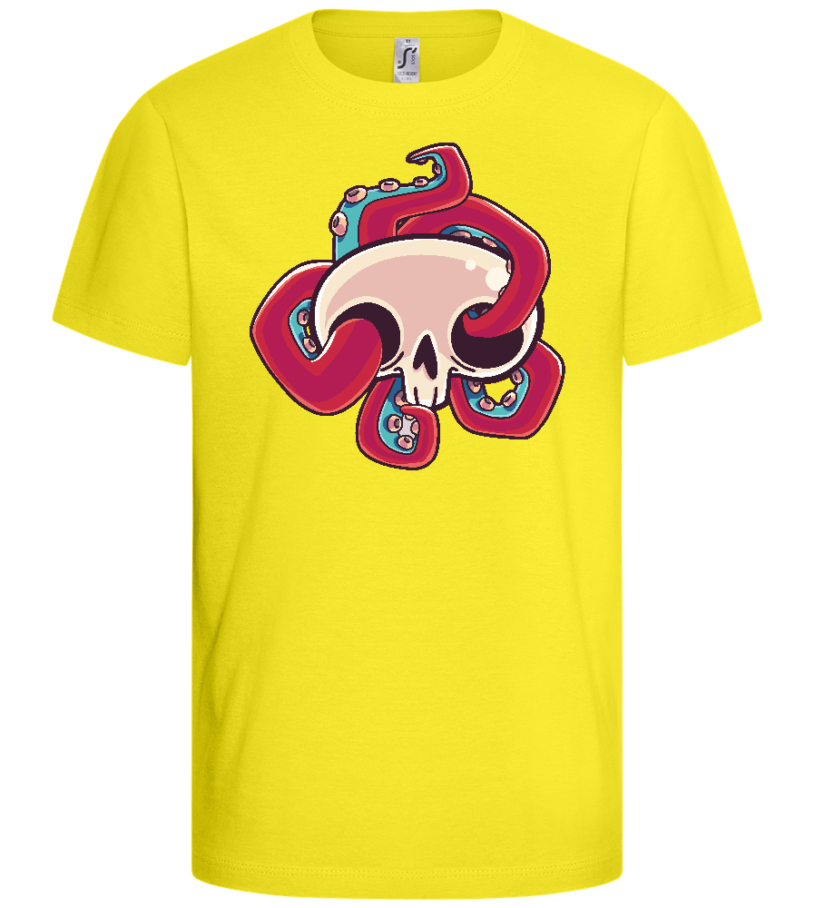 Squid Skull Design - Basic kids t-shirt_LEMON_front