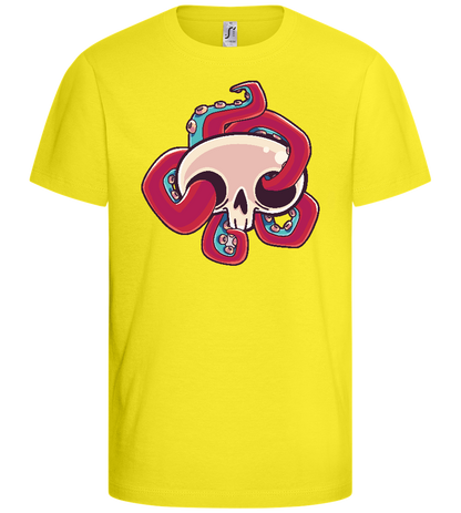 Squid Skull Design - Basic kids t-shirt_LEMON_front