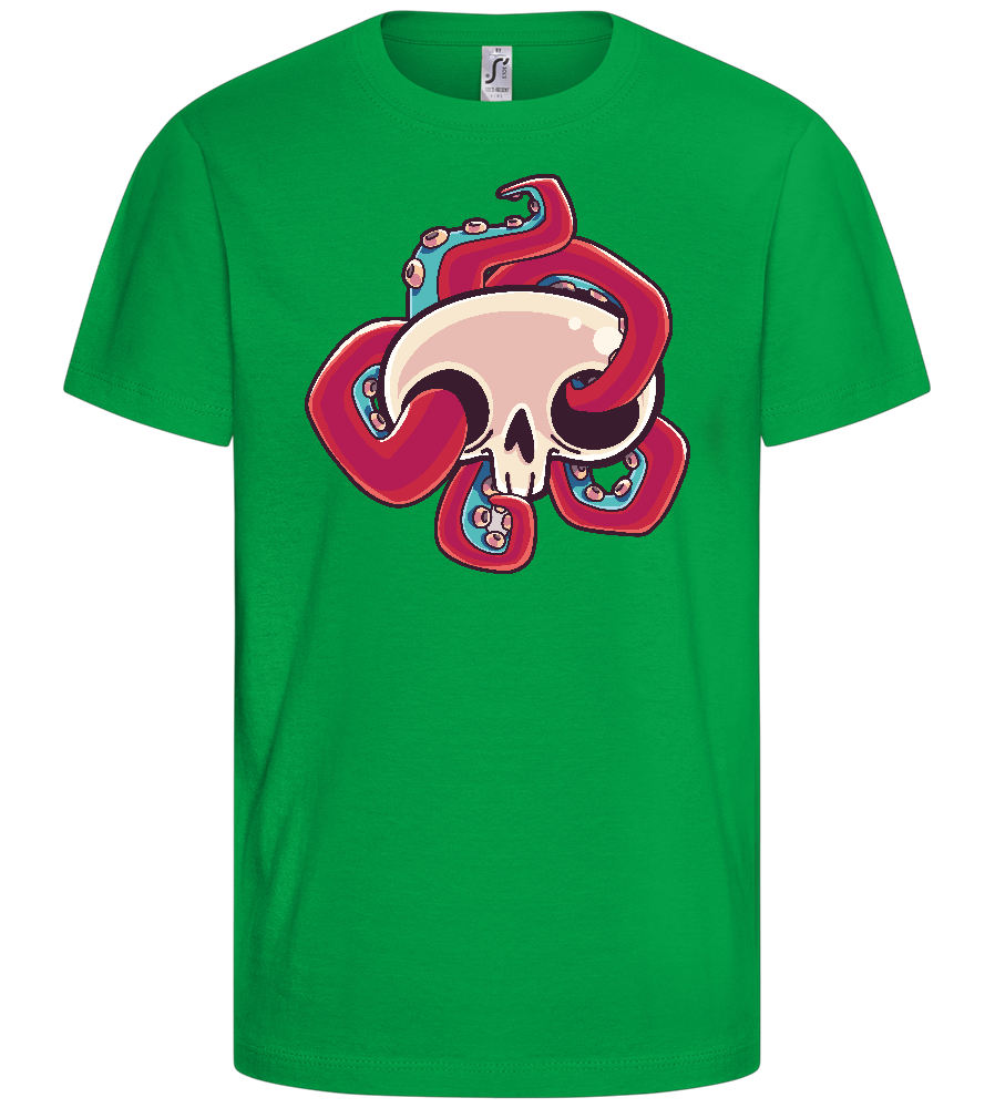 Squid Skull Design - Basic kids t-shirt_MEADOW GREEN_front