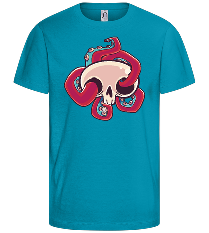 Squid Skull Design - Basic kids t-shirt_TURQUOISE_front