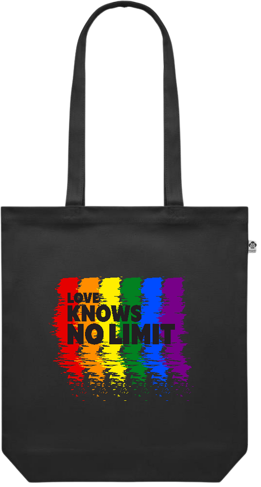 Love Knows No Limits Design - Premium colored organic canvas shopping bag_BLACK_front