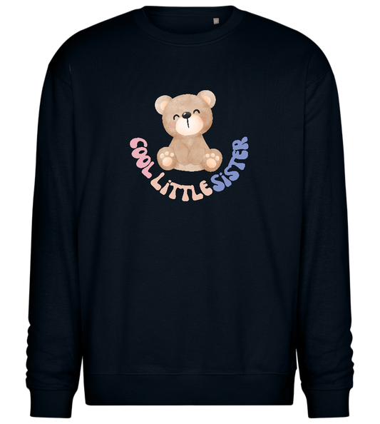 Cool Little Sister Teddy Bear Design - Comfort Essential Unisex Sweater_BLACK_front