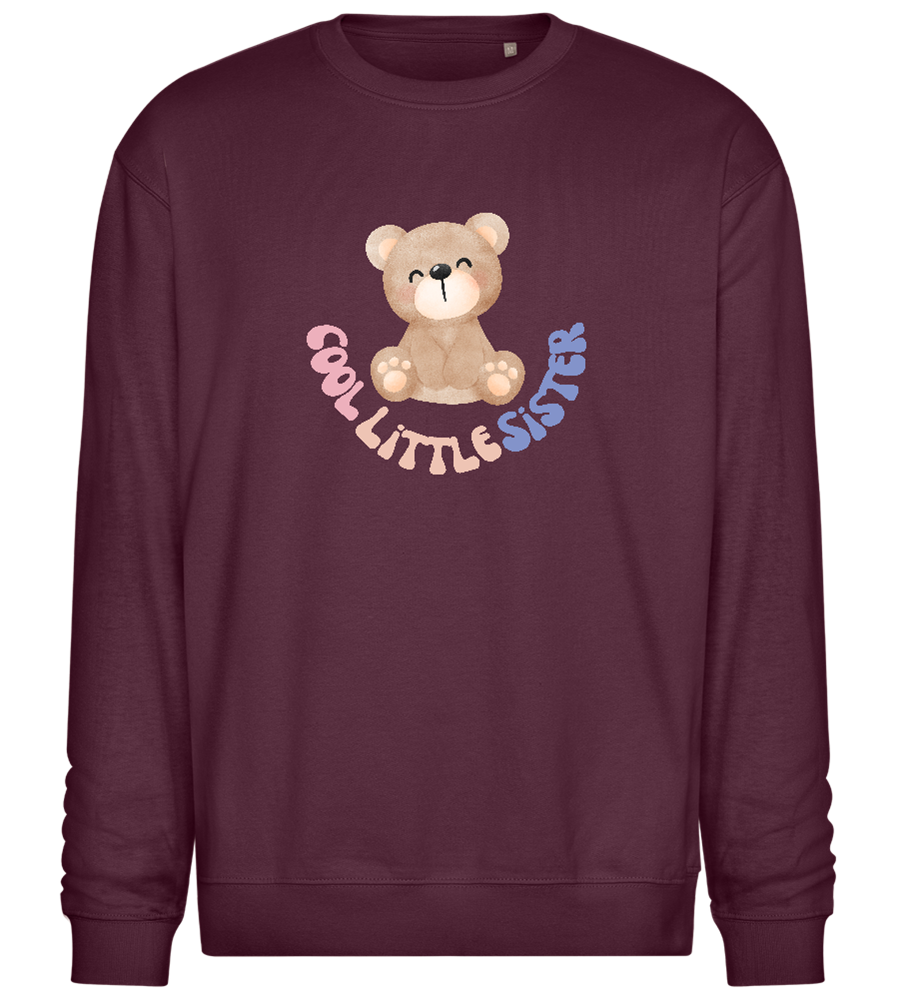 Cool Little Sister Teddy Bear Design - Comfort Essential Unisex Sweater_BORDEAUX_front