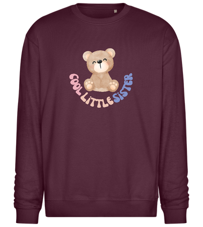 Cool Little Sister Teddy Bear Design - Comfort Essential Unisex Sweater_BORDEAUX_front