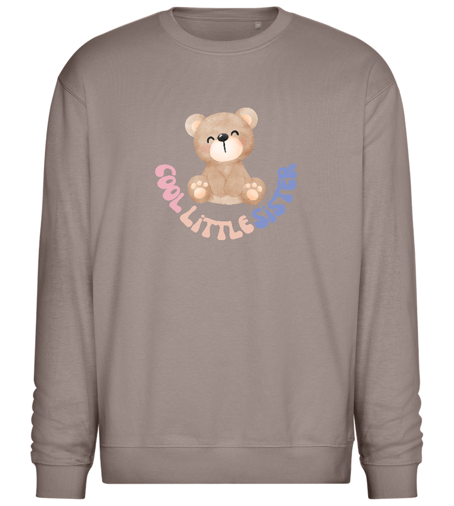 Cool Little Sister Teddy Bear Design - Comfort Essential Unisex Sweater_CHARCOAL CHIN_front