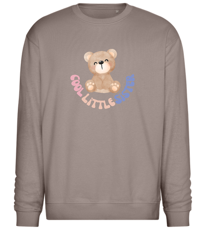 Cool Little Sister Teddy Bear Design - Comfort Essential Unisex Sweater_CHARCOAL CHIN_front