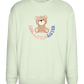 Cool Little Sister Teddy Bear Design - Comfort Essential Unisex Sweater_CREAMY GREEN_front