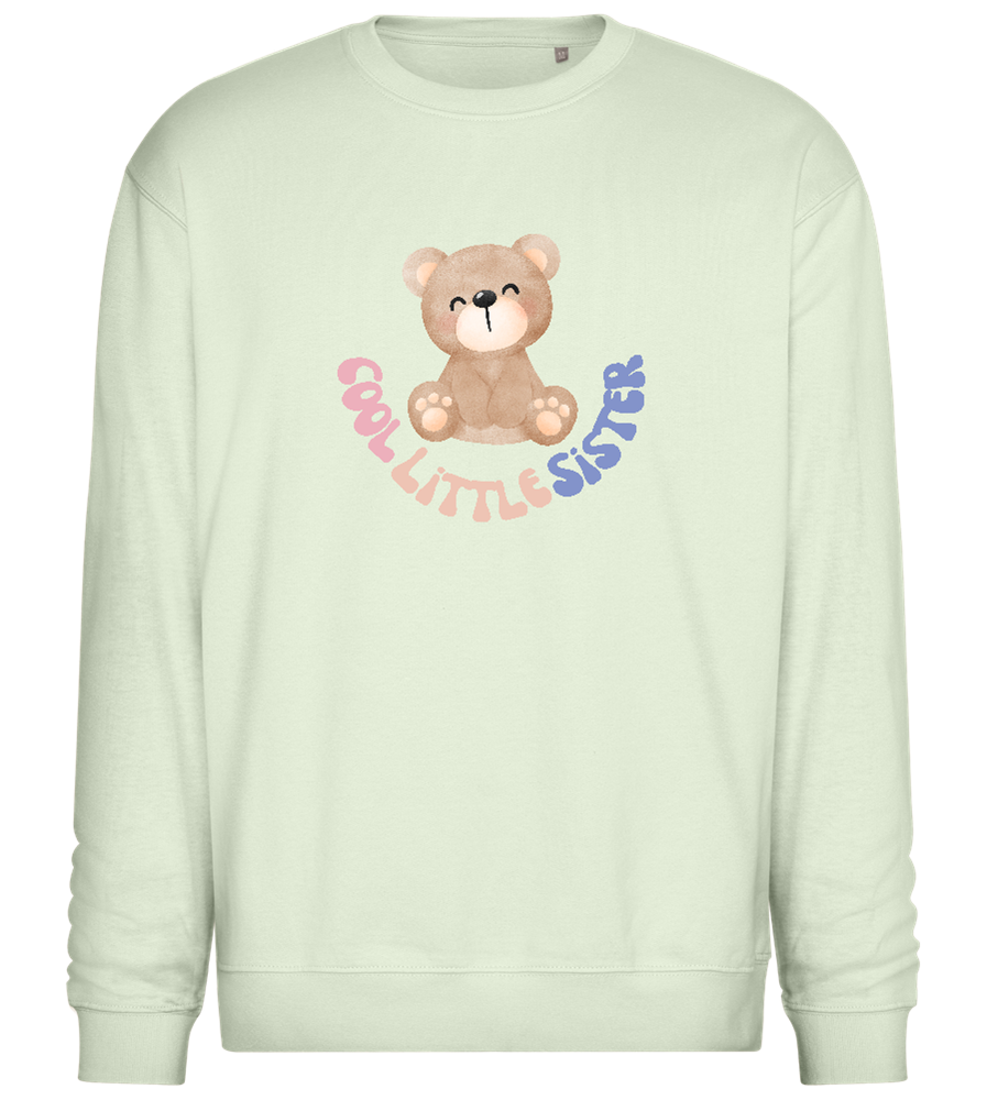 Cool Little Sister Teddy Bear Design - Comfort Essential Unisex Sweater_CREAMY GREEN_front