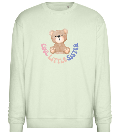 Cool Little Sister Teddy Bear Design - Comfort Essential Unisex Sweater_CREAMY GREEN_front