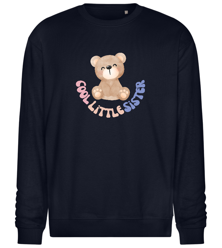 Cool Little Sister Teddy Bear Design - Comfort Essential Unisex Sweater_FRENCH NAVY_front