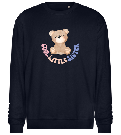 Cool Little Sister Teddy Bear Design - Comfort Essential Unisex Sweater_FRENCH NAVY_front