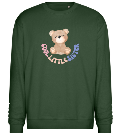 Cool Little Sister Teddy Bear Design - Comfort Essential Unisex Sweater_GREEN BOTTLE_front