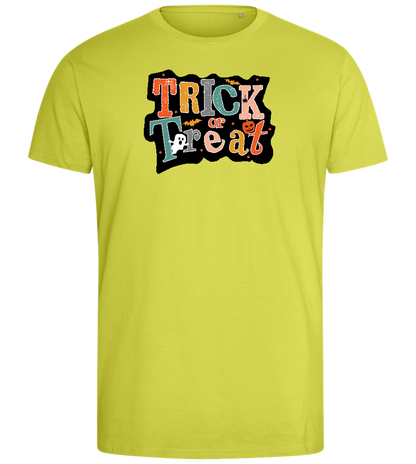 Spooky Trick or Treat Design - Comfort men's fitted t-shirt_GREEN APPLE_front