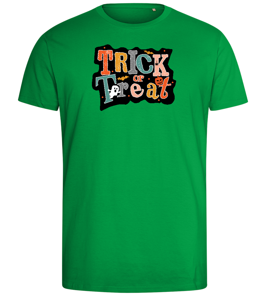 Spooky Trick or Treat Design - Comfort men's fitted t-shirt_MEADOW GREEN_front