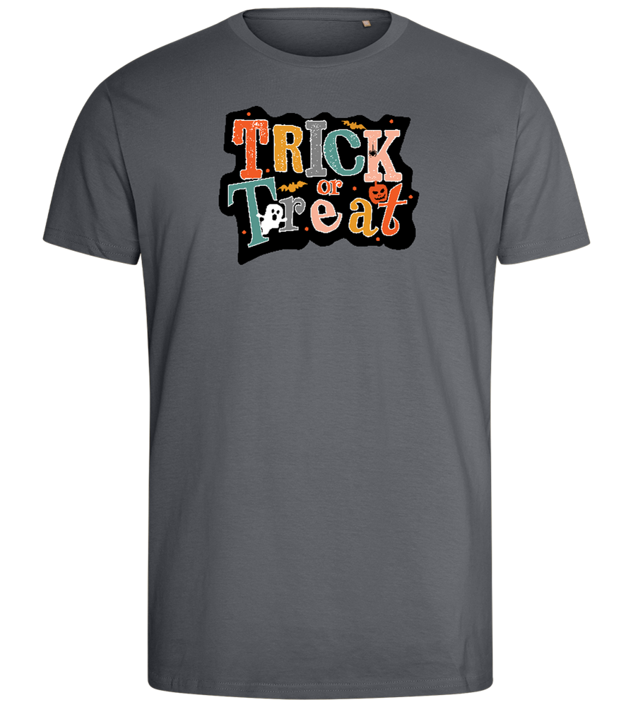 Spooky Trick or Treat Design - Comfort men's fitted t-shirt_MOUSE GREY_front