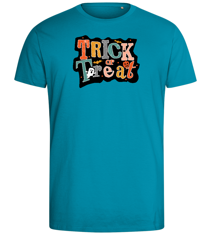 Spooky Trick or Treat Design - Comfort men's fitted t-shirt_TURQUOISE_front