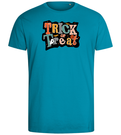 Spooky Trick or Treat Design - Comfort men's fitted t-shirt_TURQUOISE_front