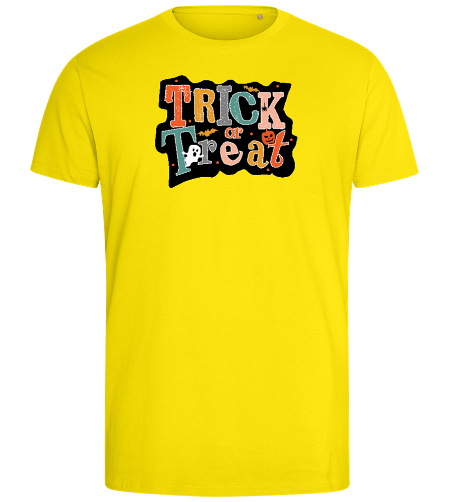 Spooky Trick or Treat Design - Comfort men's fitted t-shirt_YELLOW_front