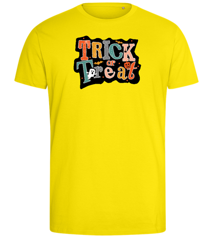 Spooky Trick or Treat Design - Comfort men's fitted t-shirt_YELLOW_front